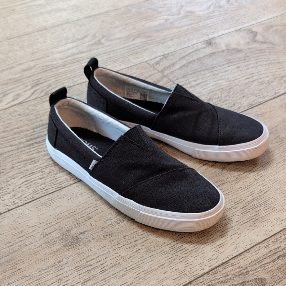 Toms Black Canvas Slip-On Loafers